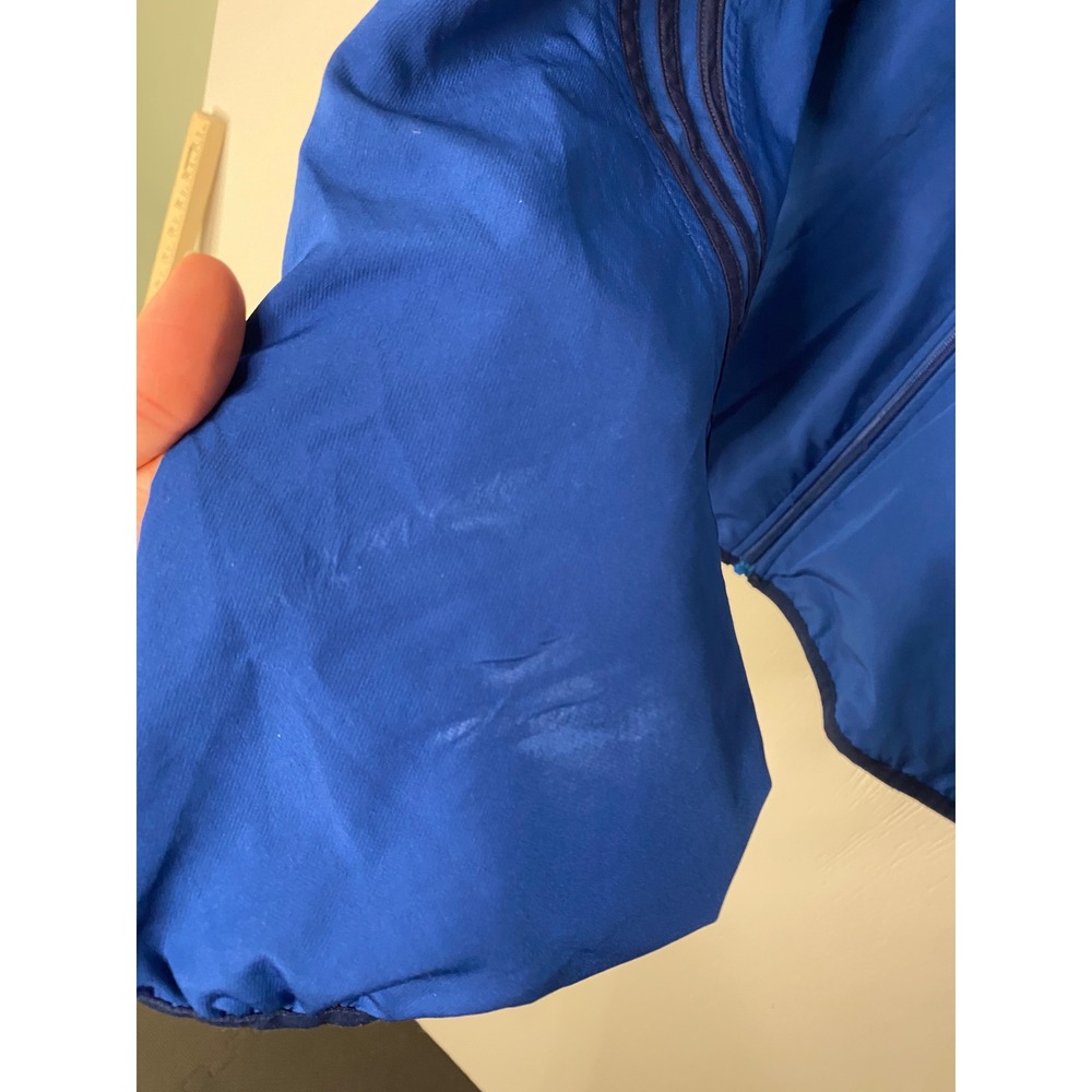 Adidas Mens 3XL Windbreaker Jacket Blue Full Zip Mesh Lined 3 Stripe Track Coat - Picture 5 of 16